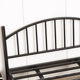 Black Metal Queen Headboard Slat Bed Frame with Legs Image - 9