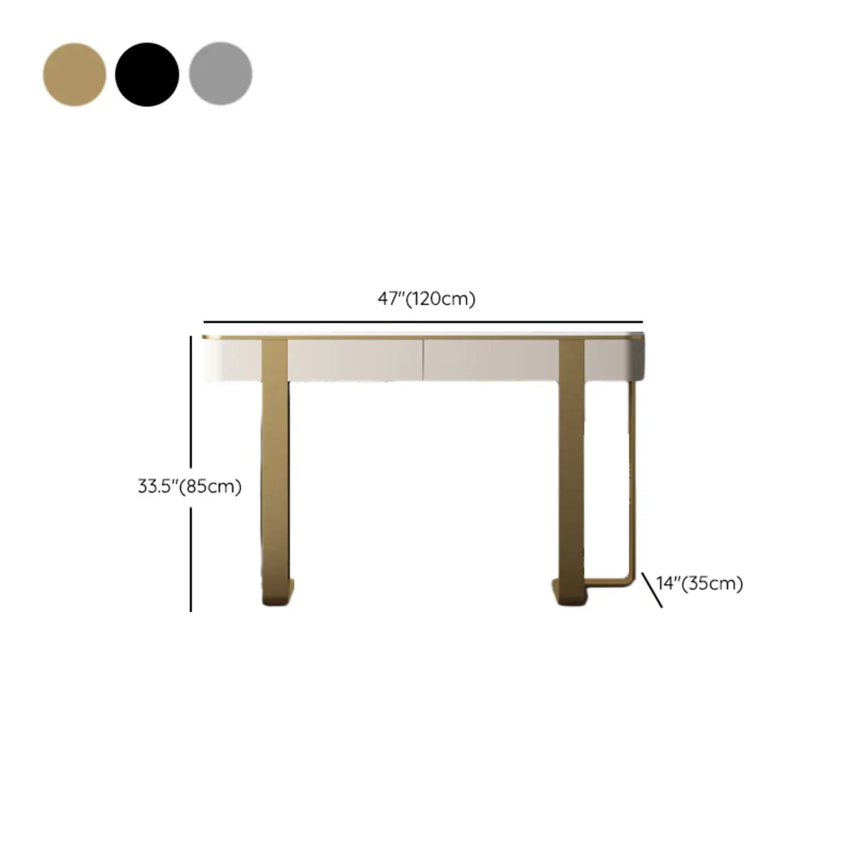 Black Metal Rectangular Console Table with Drawers Image - 11