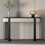 Black Metal Rectangular Console Table with Drawers Image - 2