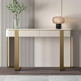 Black Metal Rectangular Console Table with Drawers Image - 5