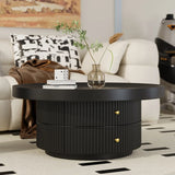 Black Metal Round Coffee Table Set with Storage Image - 5