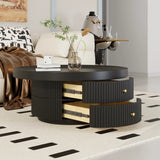 Black Metal Round Coffee Table Set with Storage Image - 6