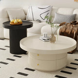 Black Metal Round Coffee Table Set with Storage Image - 9