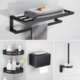 Black Metal Shelf and Rack Storage Bathroom Hardware Set Image - 12