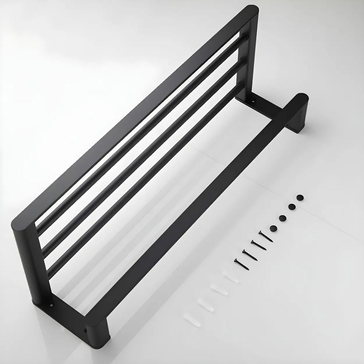 Black Metal Shelf and Rack Storage Bathroom Hardware Set Image - 17