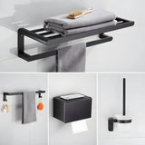 Black Metal Shelf and Rack Storage Bathroom Hardware Set Image - 21