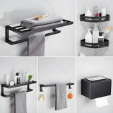 Black Metal Shelf and Rack Storage Bathroom Hardware Set Image - 25