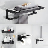 Black Metal Shelf and Rack Storage Bathroom Hardware Set Image - 6