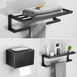 Black Metal Shelf and Rack Storage Bathroom Hardware Set Image - 8