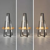 Black Metal Simple LED Geometric Shelf Floor Lamp Image - 10