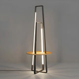 Black Metal Simple LED Geometric Shelf Floor Lamp Image - 6