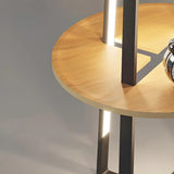 Black Metal Simple LED Geometric Shelf Floor Lamp Image - 9