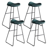 Black Metal Sled Base Faux Leather Bucket Bar Stool Image - 15