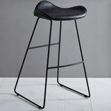 Black Metal Sled Base Faux Leather Bucket Bar Stool Image - 19