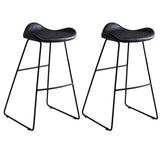 Black Metal Sled Base Faux Leather Bucket Bar Stool Image - 20