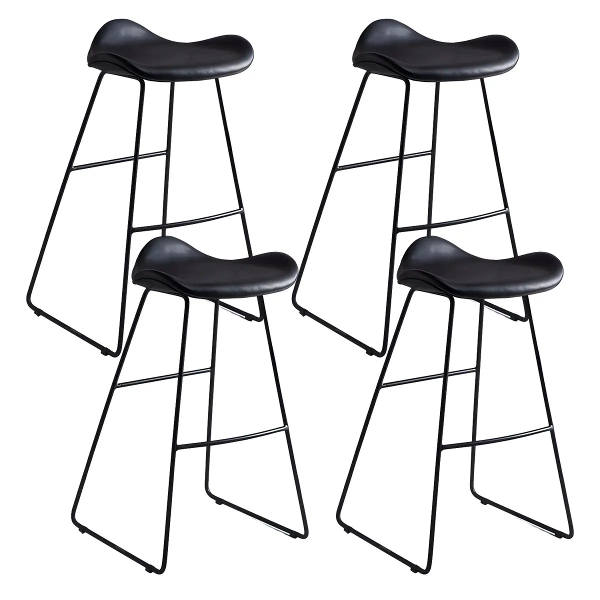 Black Metal Sled Base Faux Leather Bucket Bar Stool Image - 21