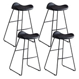 Black Metal Sled Base Faux Leather Bucket Bar Stool Image - 21