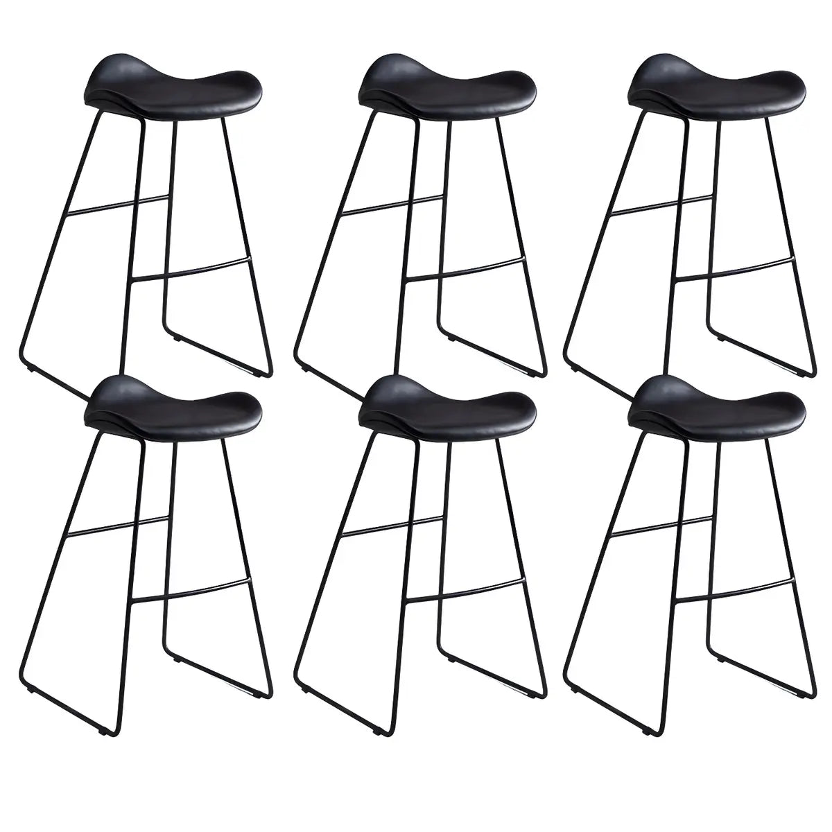 Black Metal Sled Base Faux Leather Bucket Bar Stool Image - 22