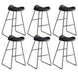 Black Metal Sled Base Faux Leather Bucket Bar Stool Image - 22