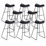 Black Metal Sled Base Faux Leather Bucket Bar Stool Image - 23