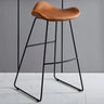 Black Metal Sled Base Faux Leather Bucket Bar Stool Image - 24