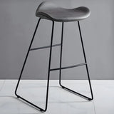 Black Metal Sled Base Faux Leather Bucket Bar Stool Image - 34