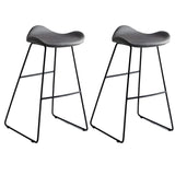 Black Metal Sled Base Faux Leather Bucket Bar Stool Image - 35