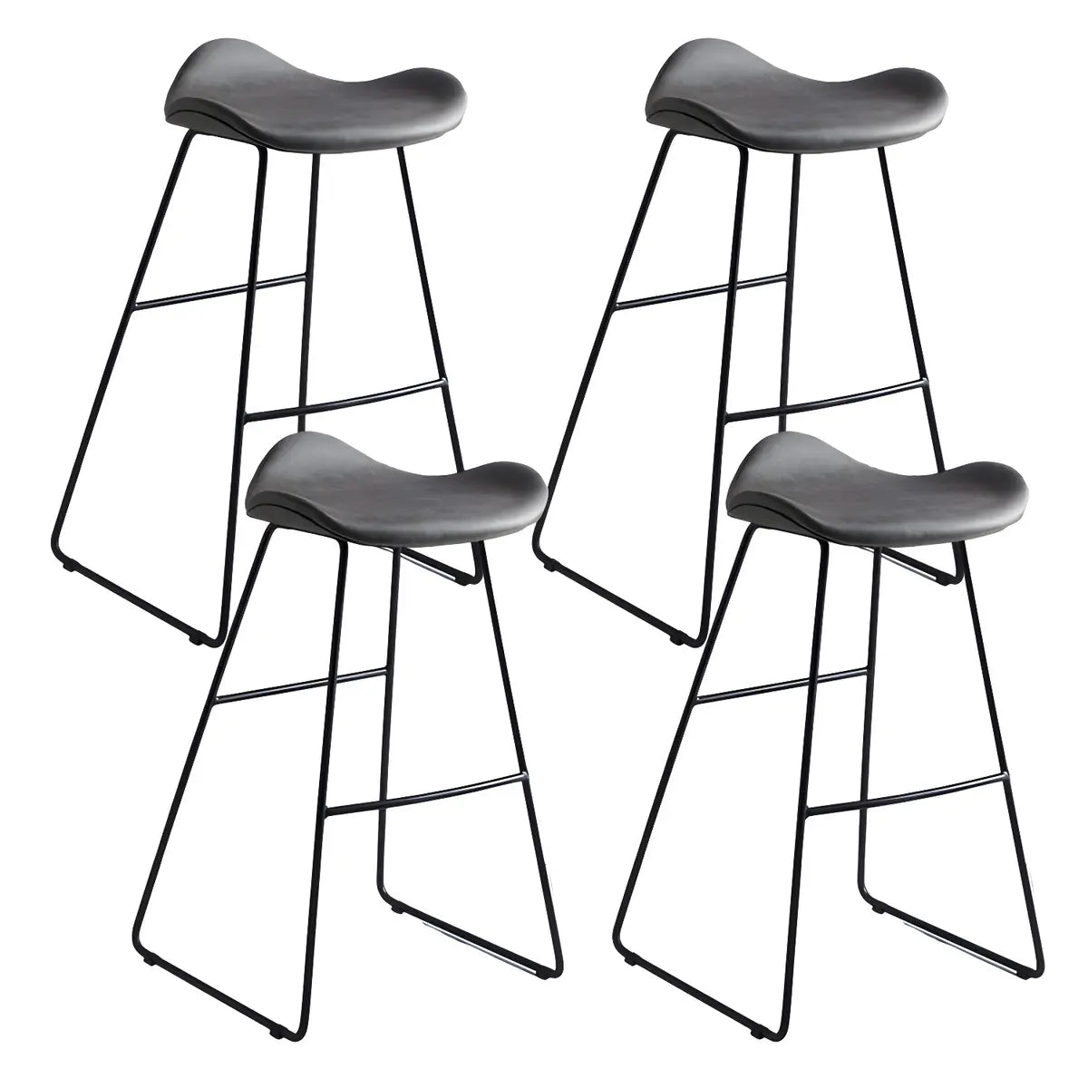 Black Metal Sled Base Faux Leather Bucket Bar Stool Image - 36