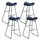 Black Metal Sled Base Faux Leather Bucket Bar Stool Image - 6