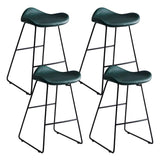 Black Metal Sled Base Faux Leather Bucket Bar Stool Image - 46