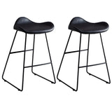 Black Metal Sled Base Faux Leather Bucket Bar Stool Image - 50