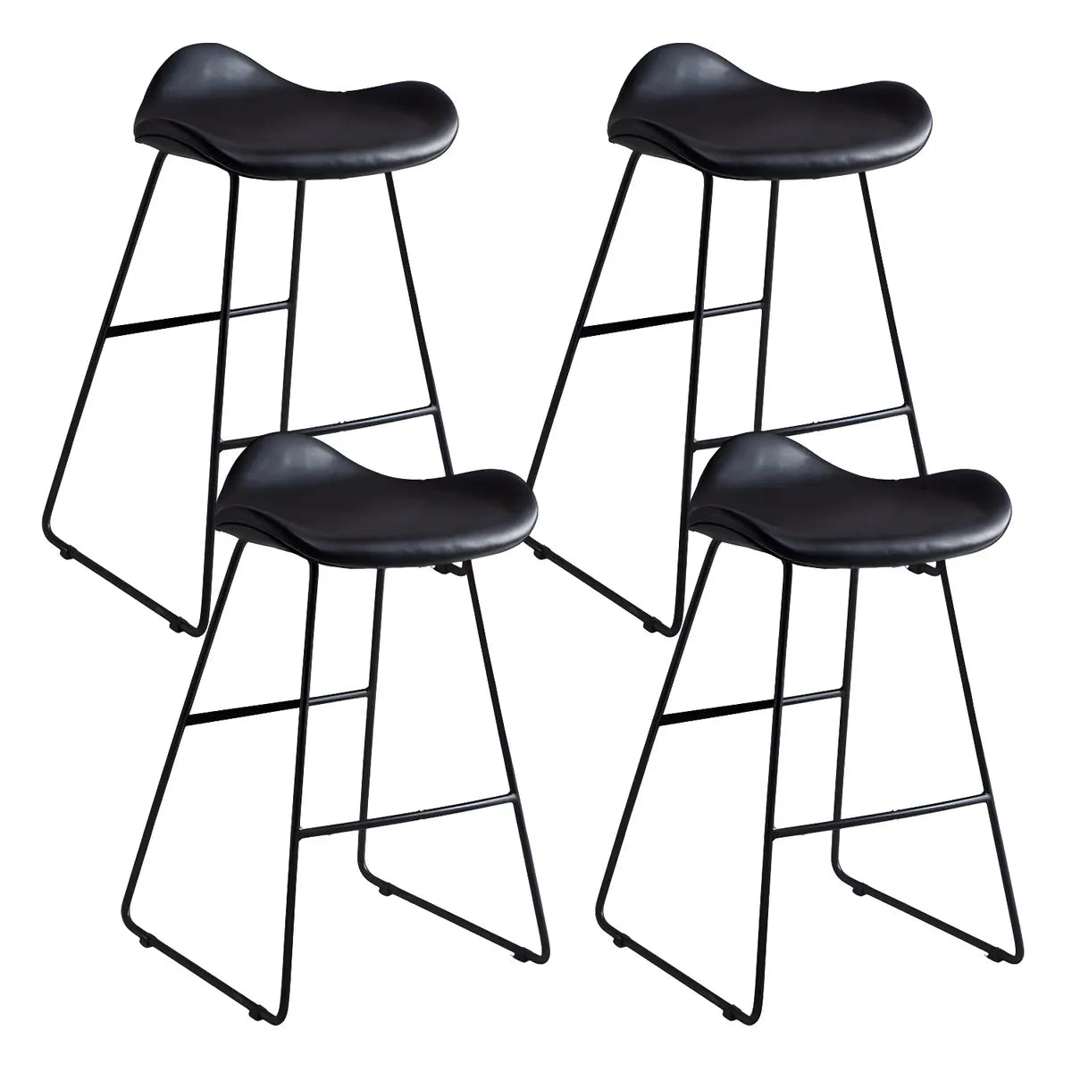 Black Metal Sled Base Faux Leather Bucket Bar Stool Image - 51