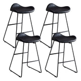 Black Metal Sled Base Faux Leather Bucket Bar Stool Image - 51