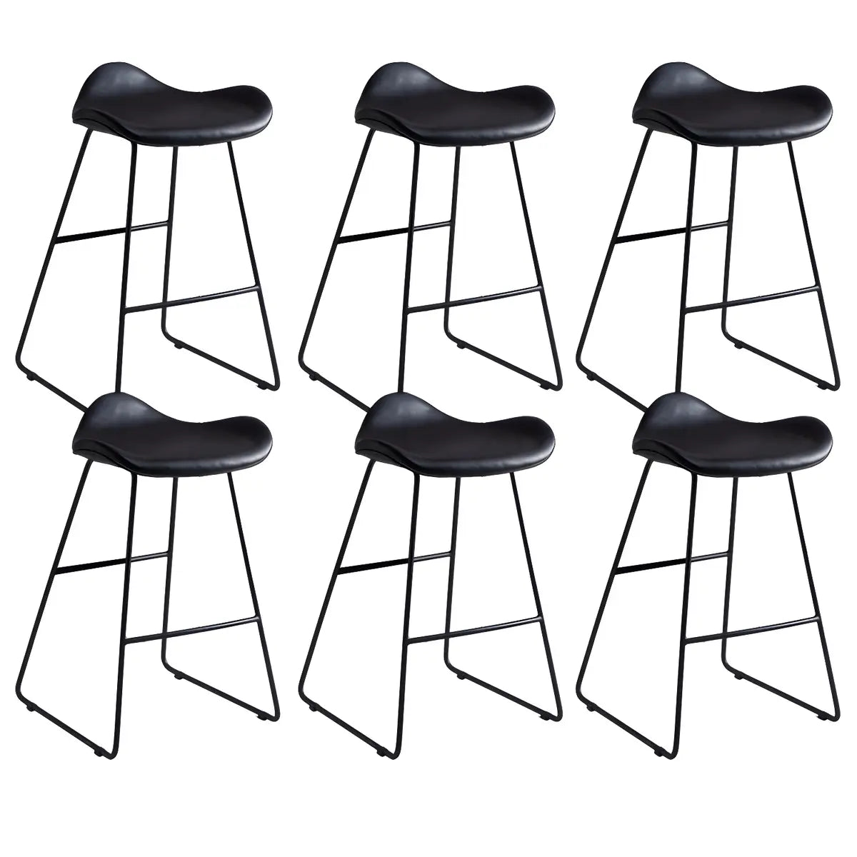 Black Metal Sled Base Faux Leather Bucket Bar Stool Image - 52