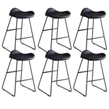 Black Metal Sled Base Faux Leather Bucket Bar Stool Image - 52