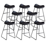 Black Metal Sled Base Faux Leather Bucket Bar Stool Image - 53