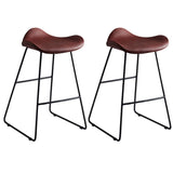 Black Metal Sled Base Faux Leather Bucket Bar Stool Image - 60