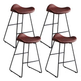 Black Metal Sled Base Faux Leather Bucket Bar Stool Image - 61