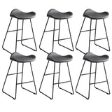 Black Metal Sled Base Faux Leather Bucket Bar Stool Image - 67