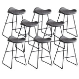 Black Metal Sled Base Faux Leather Bucket Bar Stool Image - 68