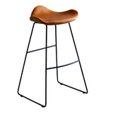 Black Metal Sled Base Faux Leather Bucket Bar Stool Image - 9