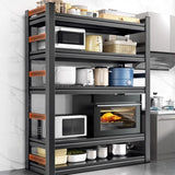 Black Metal Standard Baker's Rack with Microwave Shelf Image - 1