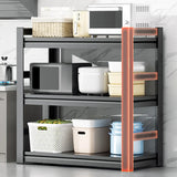 Black Metal Standard Baker's Rack with Microwave Shelf Image - 10