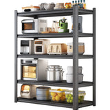 Black Metal Standard Width Baker's Rack with Shelves Image - 5