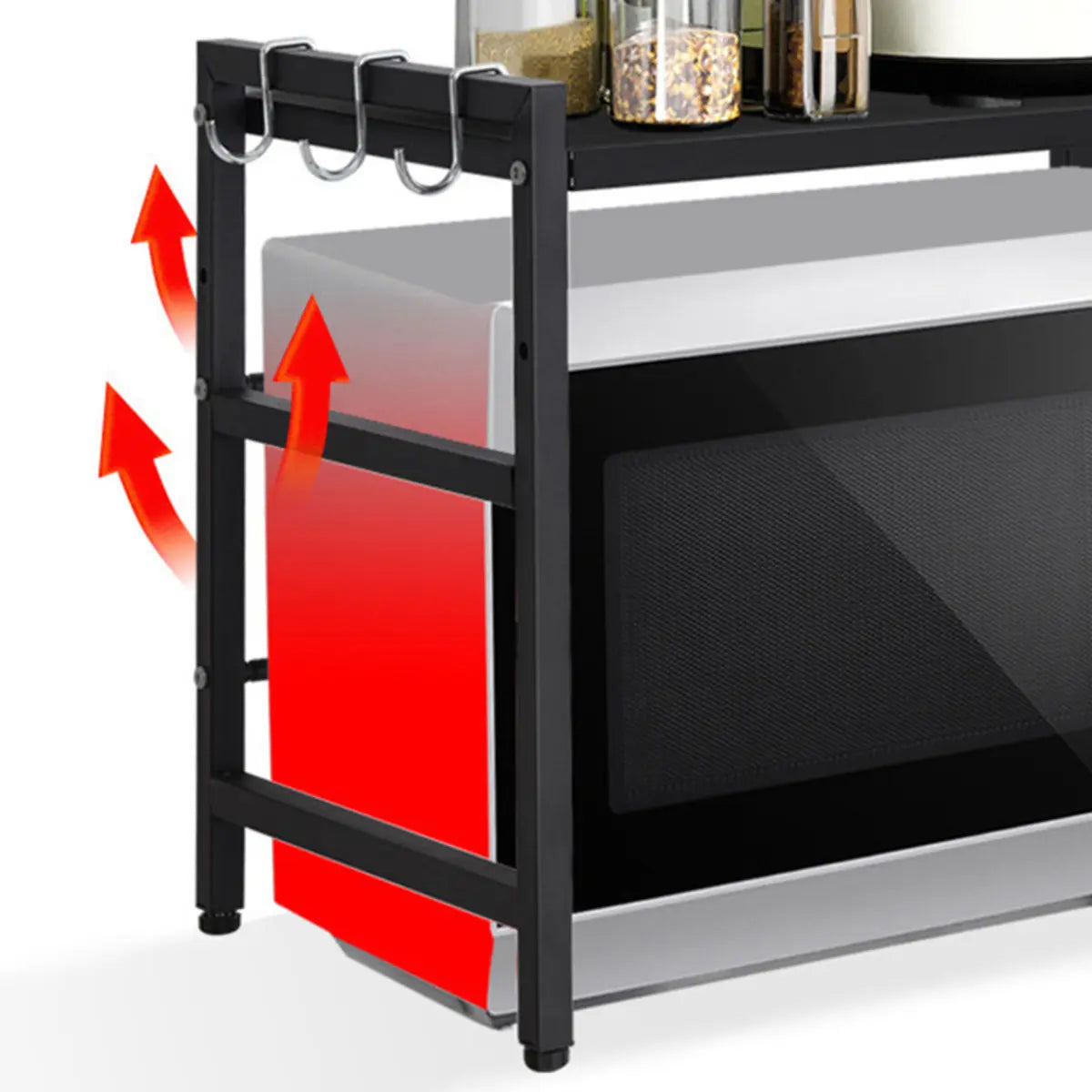 Black Metal Storage Baker's Rack with Microwave Shelf Image - 13