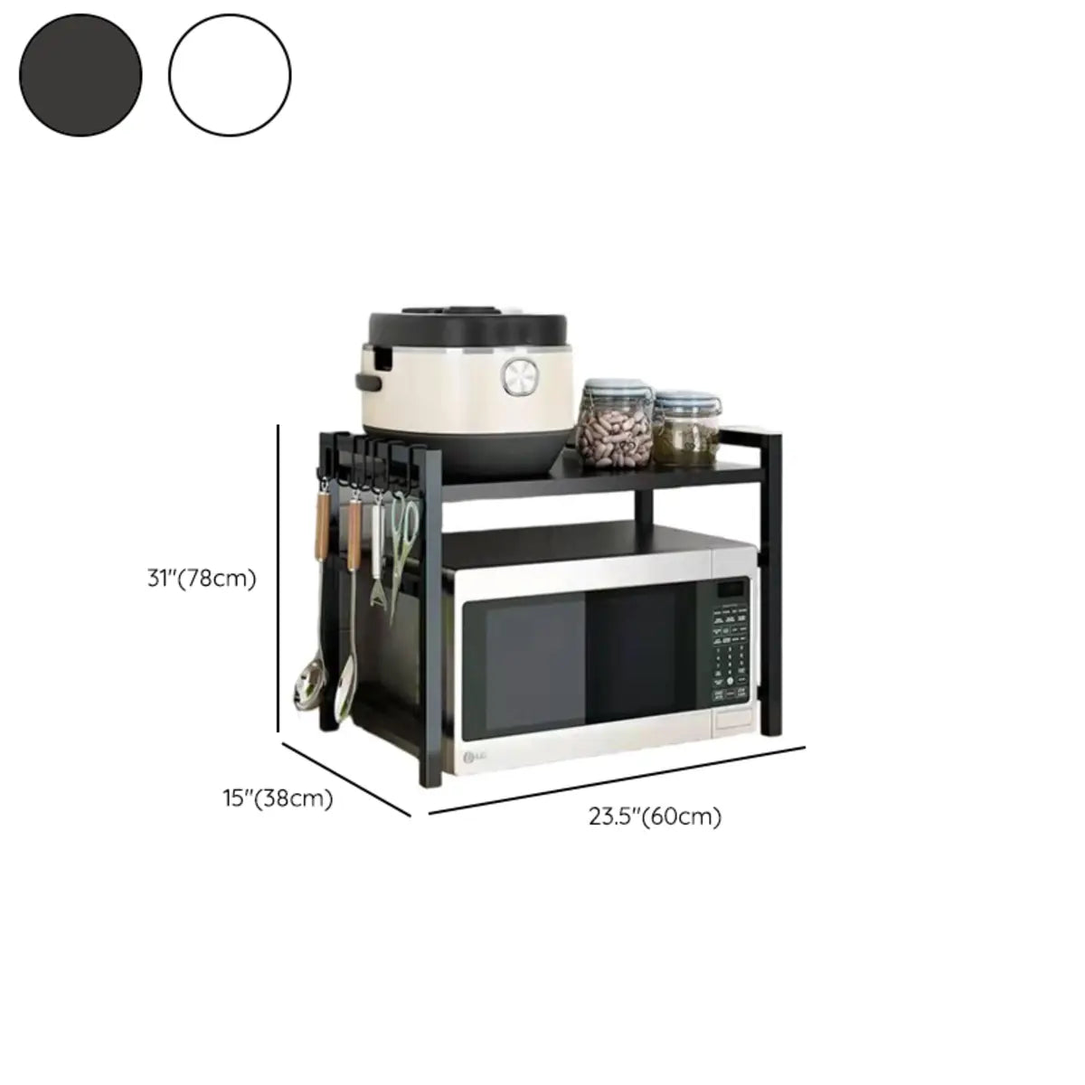 Black Metal Storage Baker's Rack with Microwave Shelf Image - 16