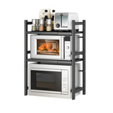 Black Metal Storage Baker's Rack with Microwave Shelf Image - 2