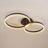 Black Metal Three Circle Semi-Flush Mount Ceiling Light Image - 14