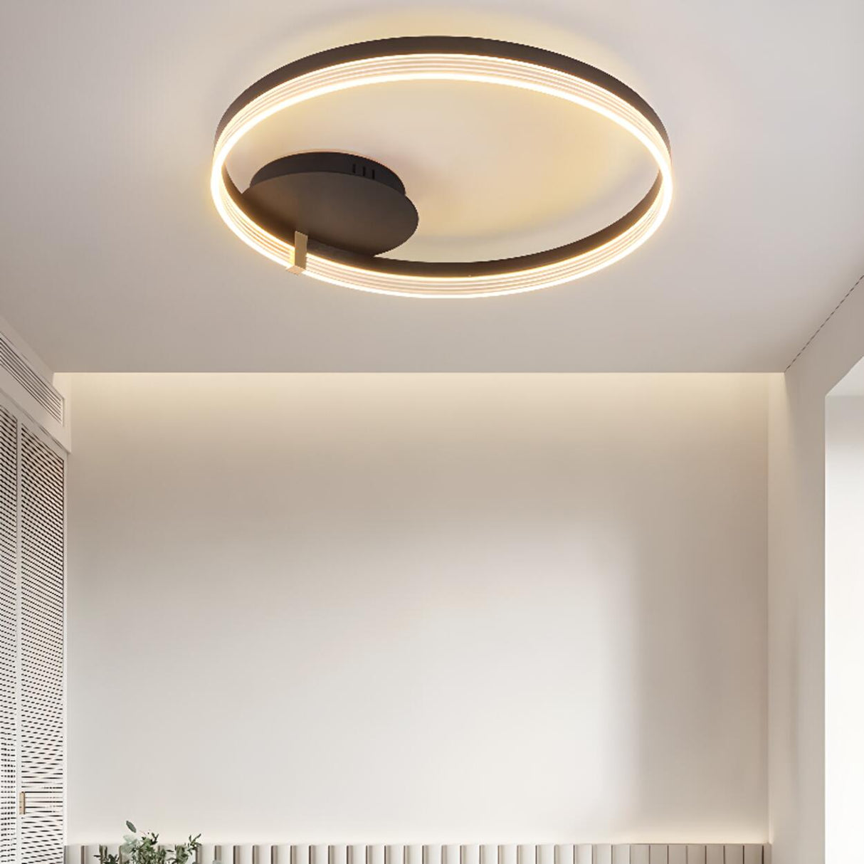 Black Metal Three Circle Semi-Flush Mount Ceiling Light Image - 3