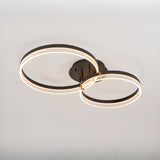 Black Metal Three Circle Semi-Flush Mount Ceiling Light Image - 7